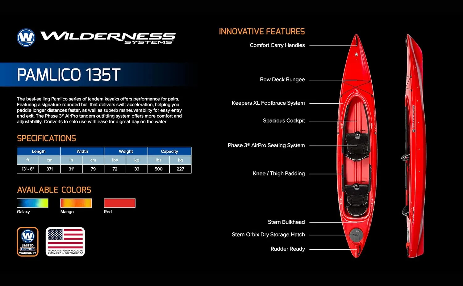 Wilderness Systems Pamlico 135 | Sit Inside Recreational Kayak