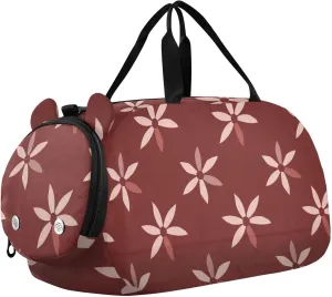 Windmill Flower Danish Darkred Holiday Boy's Gym Duffel Bag with Shoes Compartment Large Capacity Carry on Luggage for School Practice, Sports, Travel