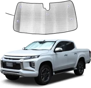 Windshield Sun Shade Compatible with M-itsubishi L200 Triton 2019 2020 2021 2022 2023, Front Window Sun Visor Protector, Foldable Car Reflective Blocker UV Rays and Heat