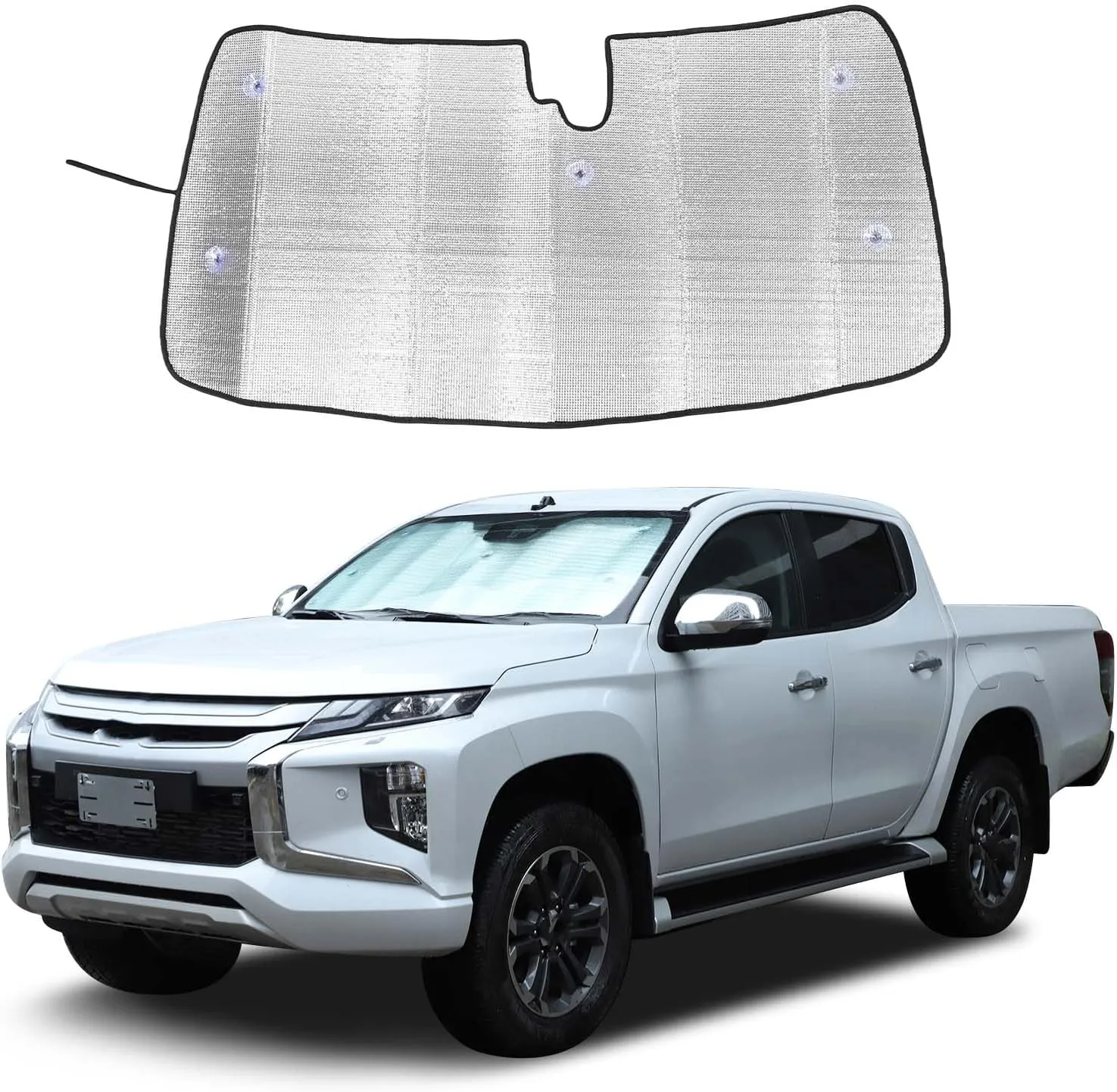 Windshield Sun Shade Compatible with M-itsubishi L200 Triton 2019 2020 2021 2022 2023, Front Window Sun Visor Protector, Foldable Car Reflective Blocker UV Rays and Heat