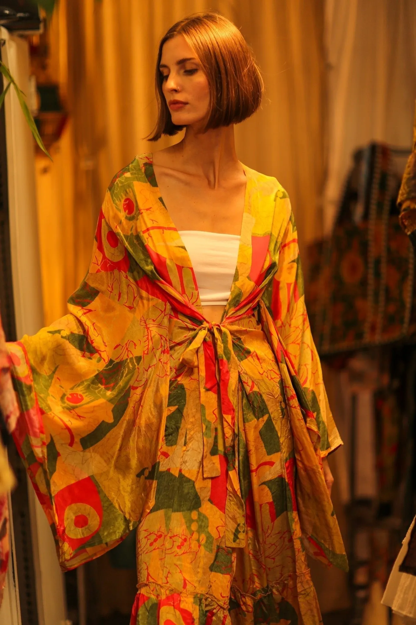 WING SILK KIMONO PINA MULTI