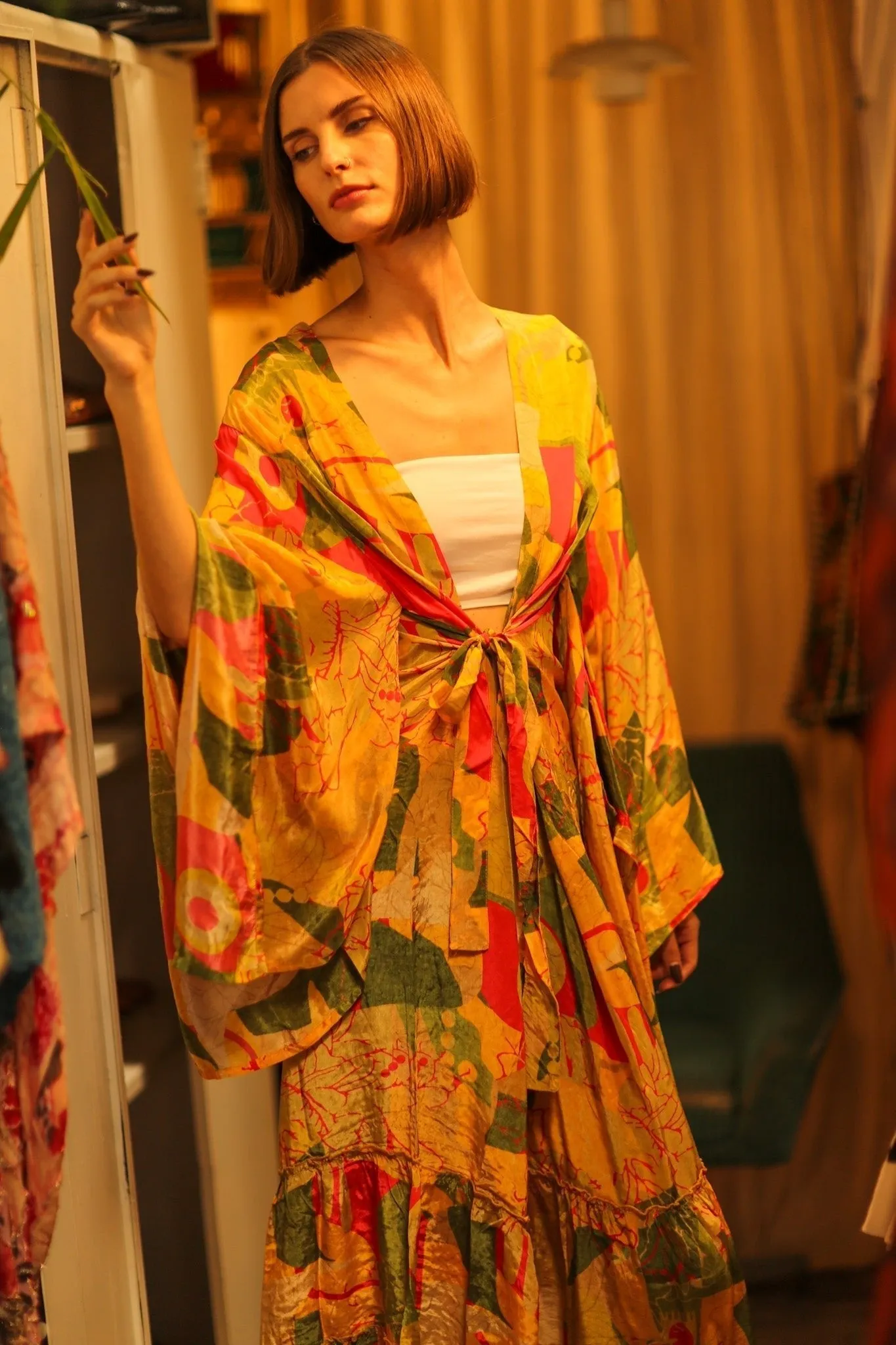 WING SILK KIMONO PINA MULTI