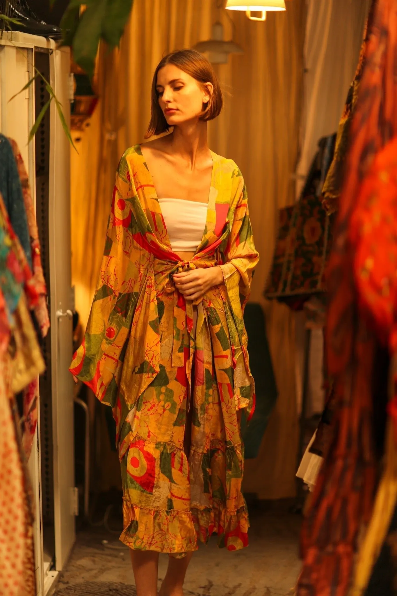 WING SILK KIMONO PINA MULTI