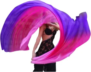 Winged Sirenny 3-Tone Flowy Luxury Bellydance Silk Scarf with Hand Rolled Edges, Lightweight Liquid Oriental Dance Veil