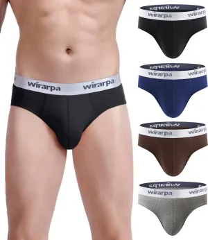 wirarpa Men's Cotton Stretch Underwear Support Briefs Wide Waistband Multipack