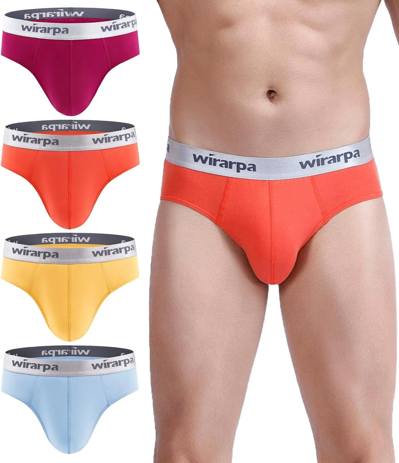 wirarpa Men's Cotton Stretch Underwear Support Briefs Wide Waistband Multipack