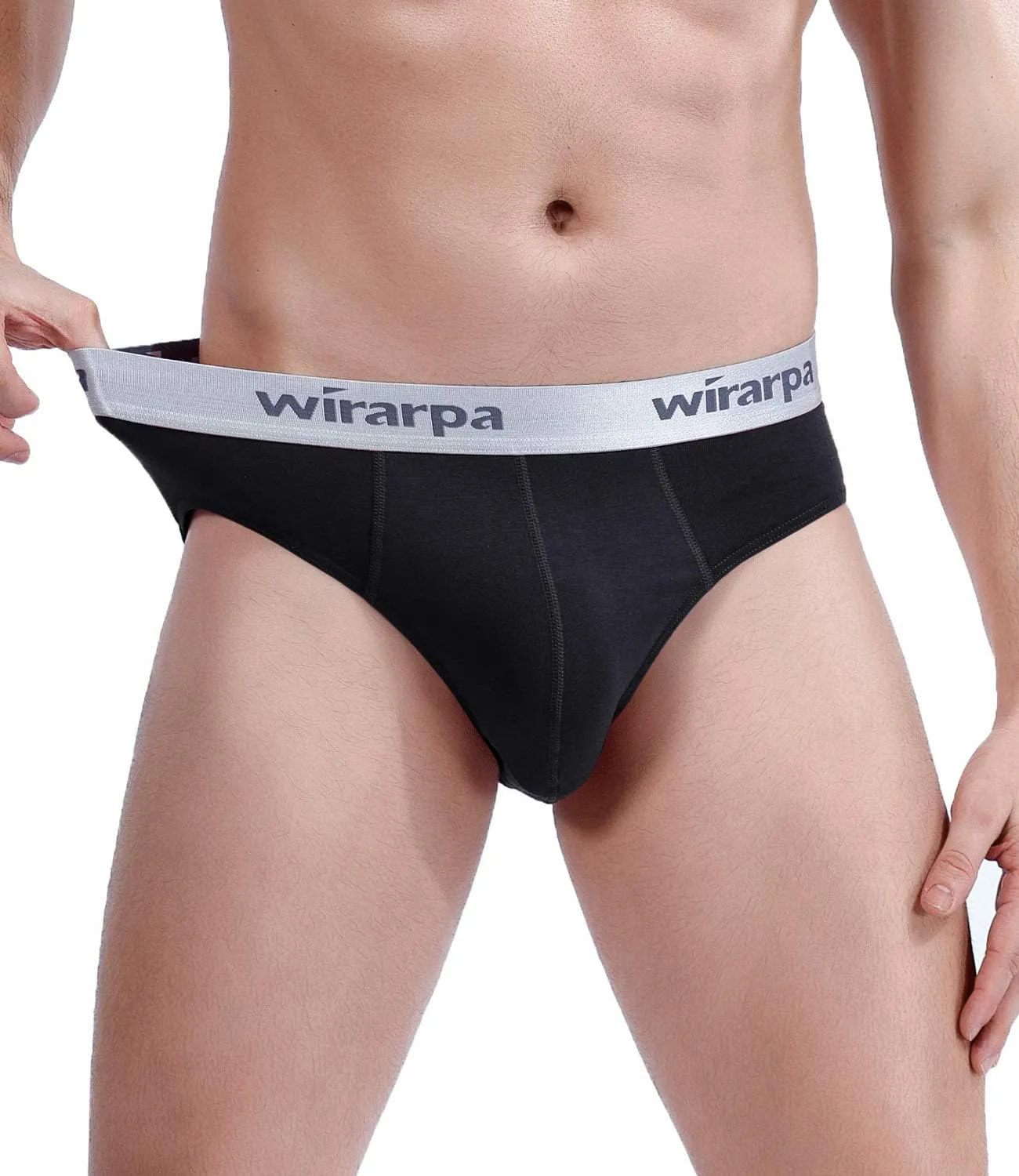 wirarpa Men's Cotton Stretch Underwear Support Briefs Wide Waistband Multipack