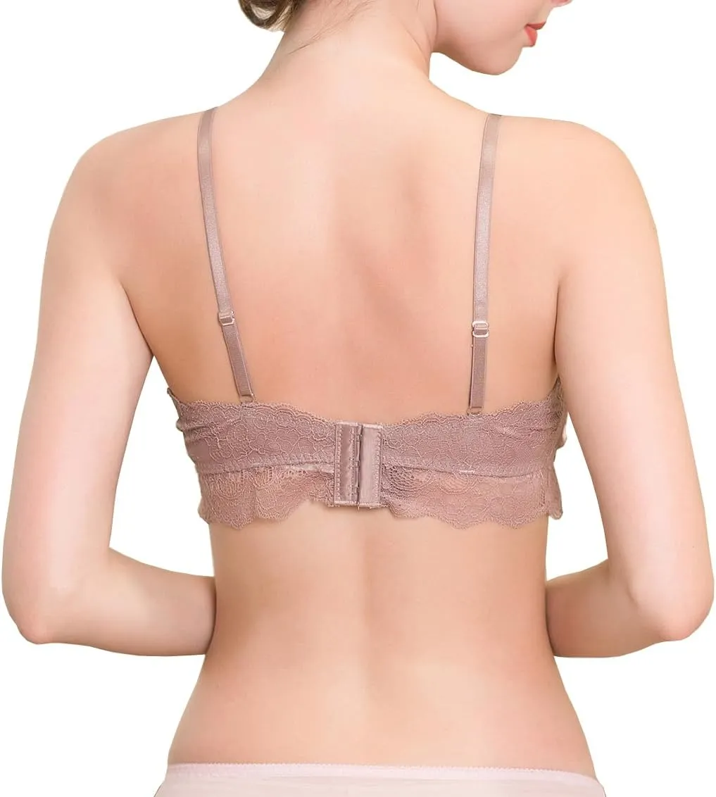 Women 100% Mulberry Silk Bra Thin Soft Lace Underwear Breathable Smooth