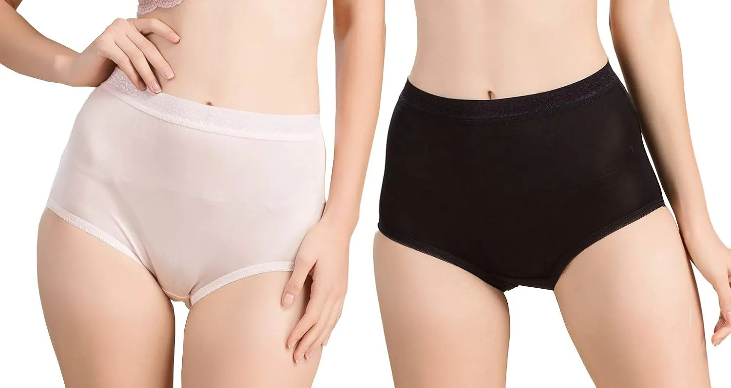 Women 2Pairs Pure Natural Silk Panties Soft Smooth Healthy Bikini Summer Underwear