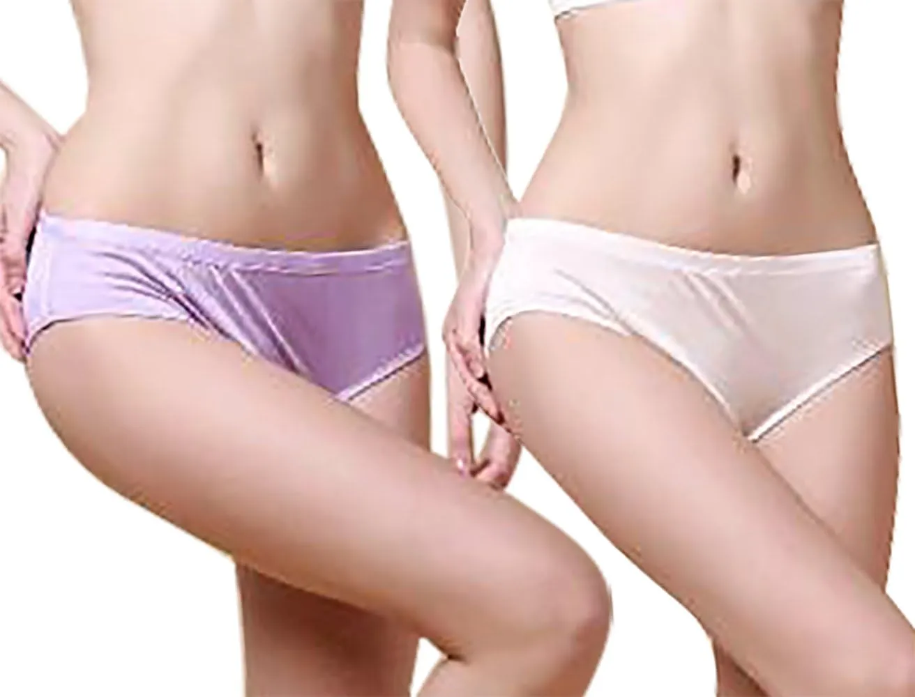 Women 2Pairs Pure Natural Silk Panties Soft Smooth Healthy Bikini Summer Underwear
