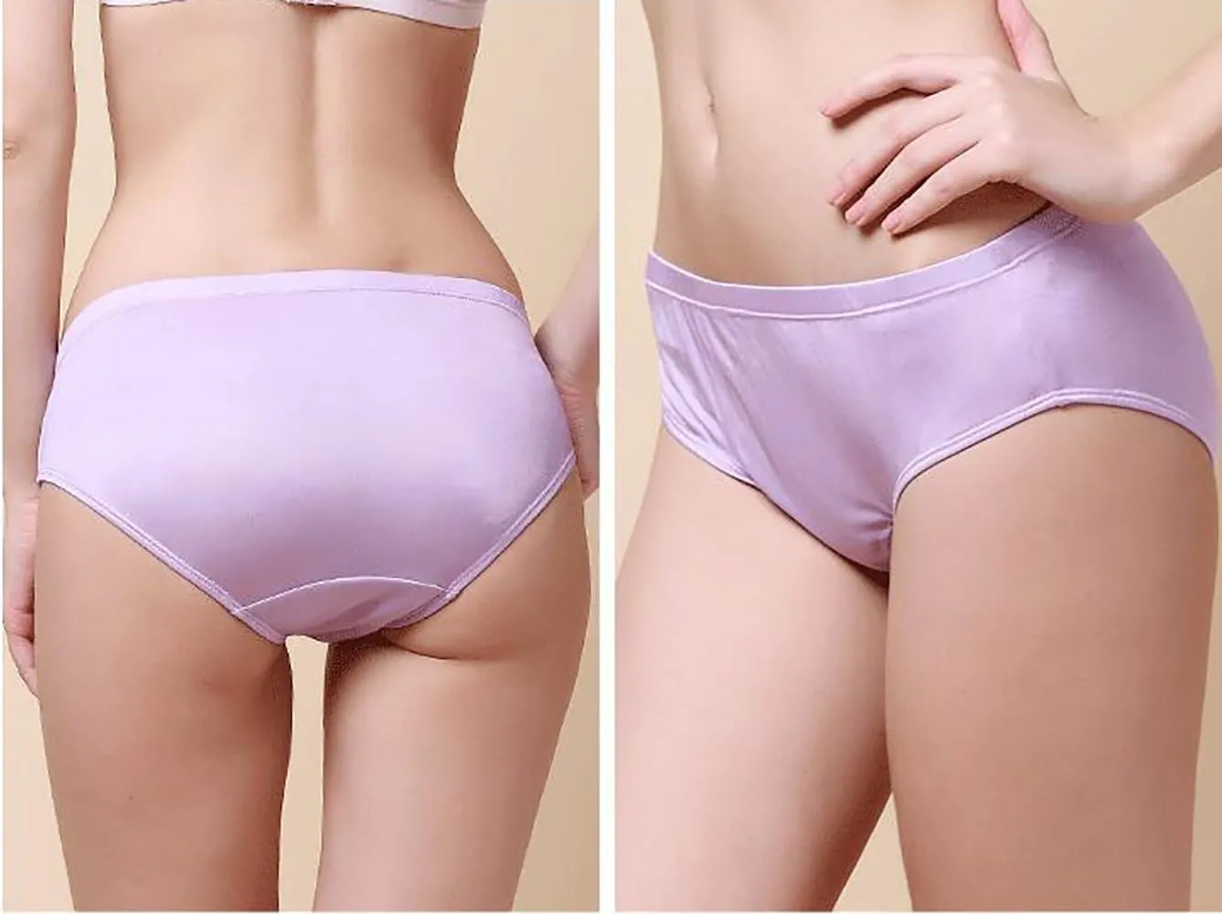 Women 2Pairs Pure Natural Silk Panties Soft Smooth Healthy Bikini Summer Underwear