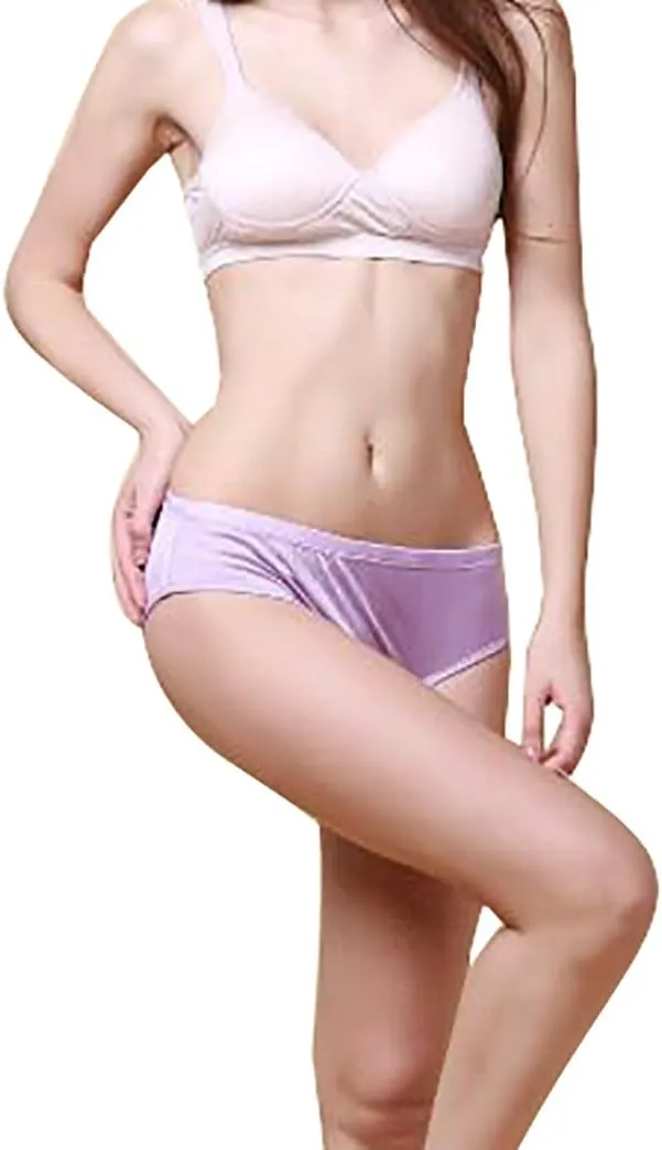 Women 2Pairs Pure Natural Silk Panties Soft Smooth Healthy Bikini Summer Underwear