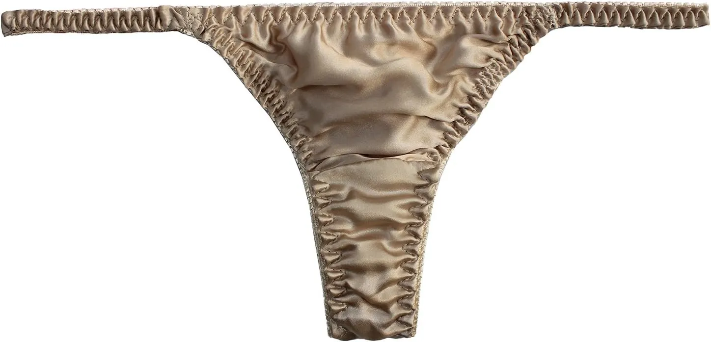 Women 3Pairs Pure Silk Panties Sexy Wear Soft String Thong Healthy Bikini Summer Beach Underwear S-XL
