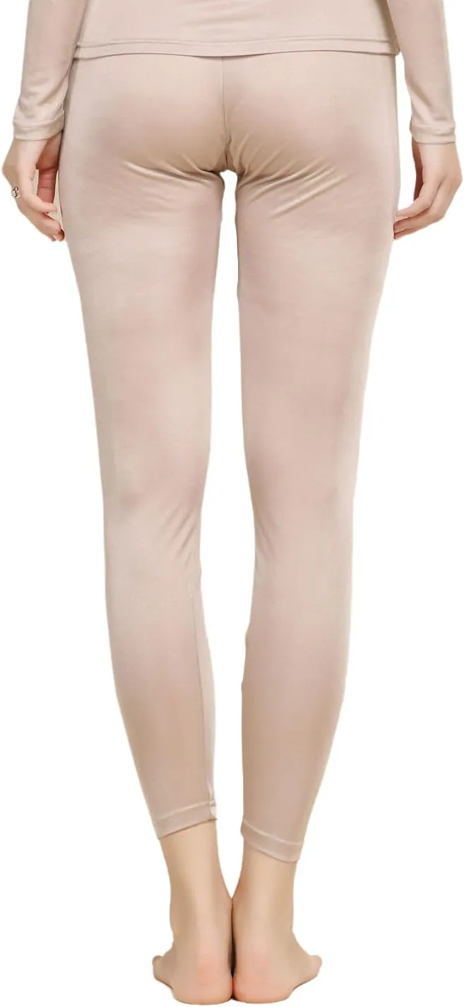 Women Mulberry Silk Thermal Long Johns Underwear Bottom Lightweight Silk Leggings Base Layer Pants