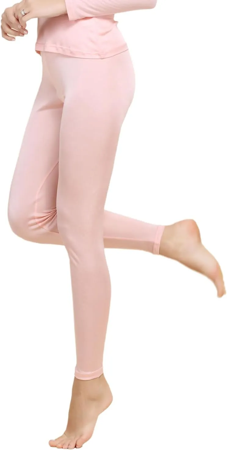 Women Mulberry Silk Thermal Long Johns Underwear Bottom Lightweight Silk Leggings Base Layer Pants