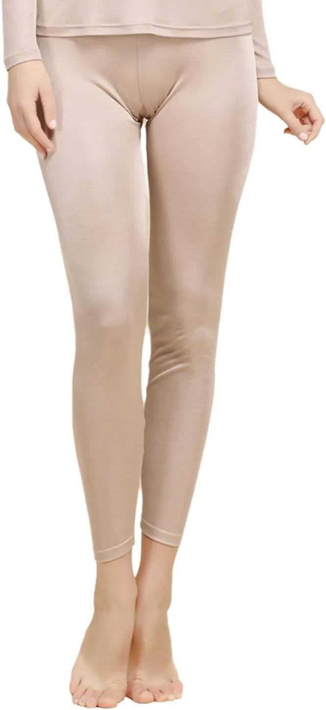 Women Mulberry Silk Thermal Long Johns Underwear Bottom Lightweight Silk Leggings Base Layer Pants