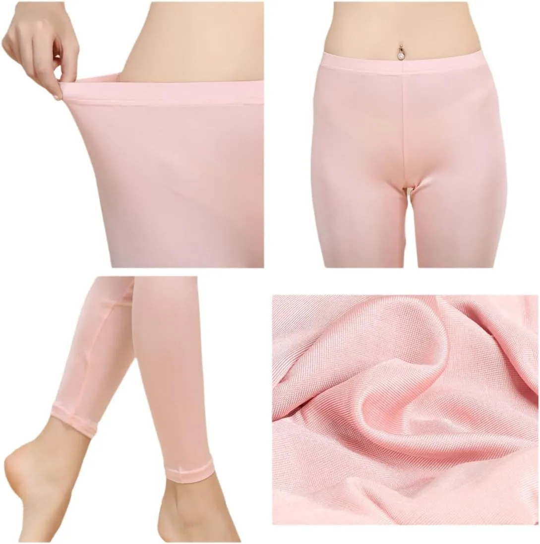 Women Mulberry Silk Thermal Long Johns Underwear Bottom Lightweight Silk Leggings Base Layer Pants