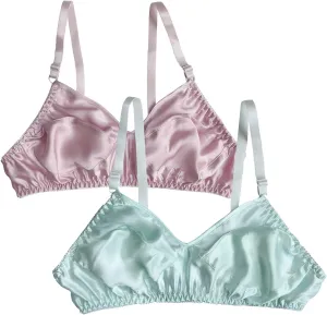Women Pure Silk Bra Soft Underwear Smooth Health Unpadded Bra Multi Size