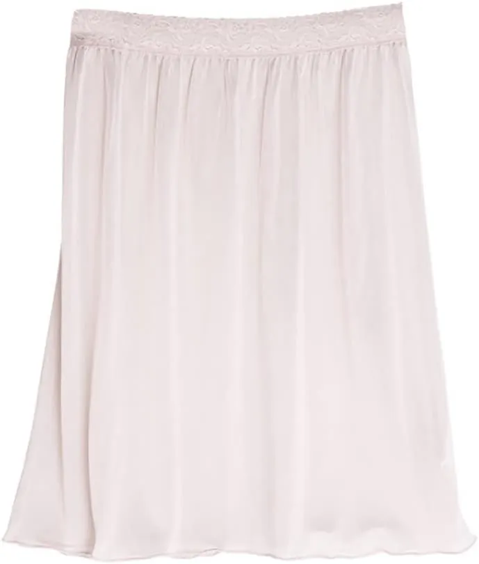 Women Pure Silk Smooth Soft Lace Underwear Skirt Home Sleepwear Half-Slip Nightwear