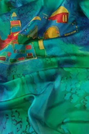 Women Silk Hand Painted Scarves - Jerusalem Scarf