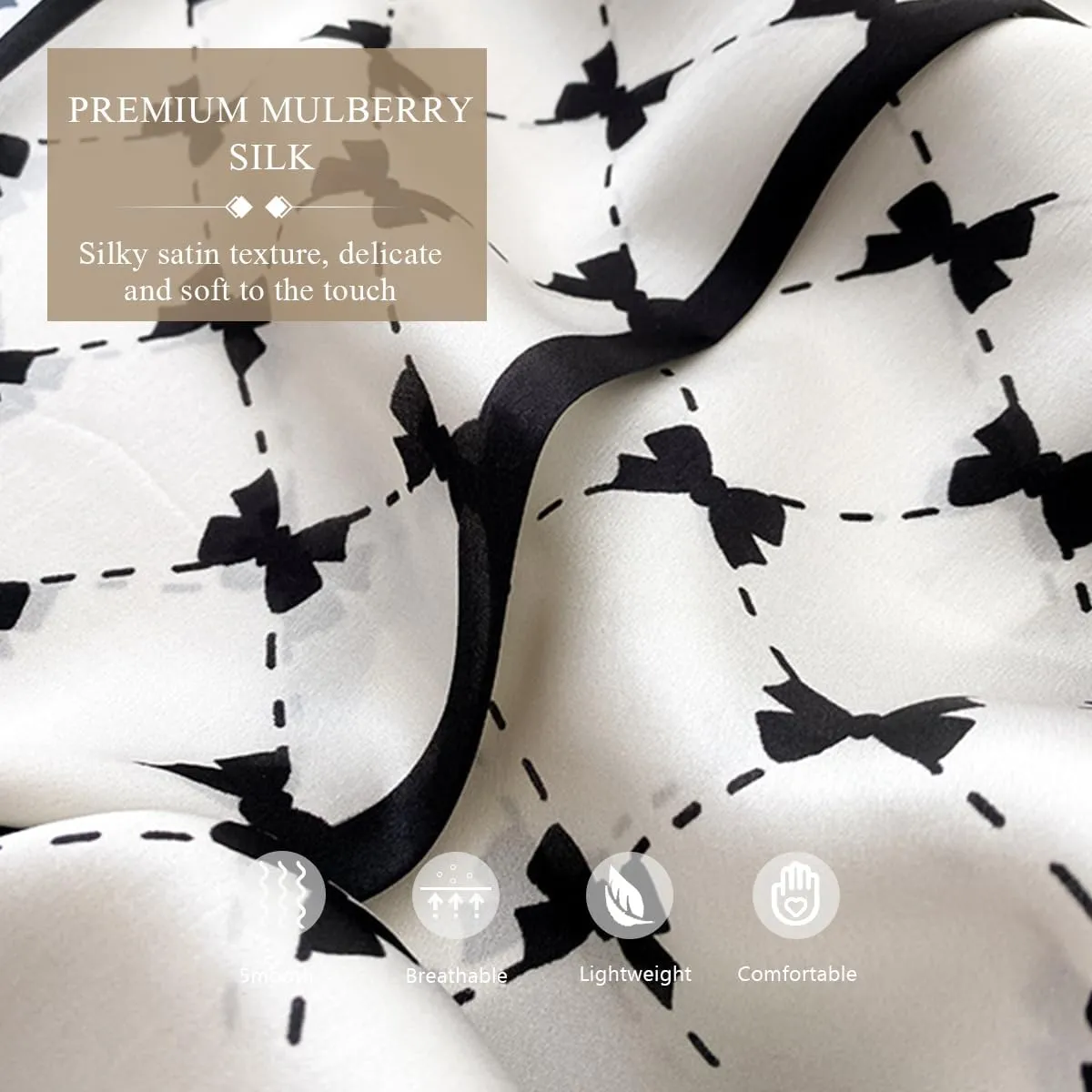 Women Skinny Silk Scarf Narrow Long Neckerchief Classic Retro Geometric Pattern Handbag Ribbon Headdress Hairband