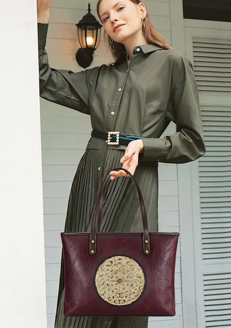 Women Tote Bags Shoulder Purse Ladies Handle Shoulder Handbags Vintage Embossed