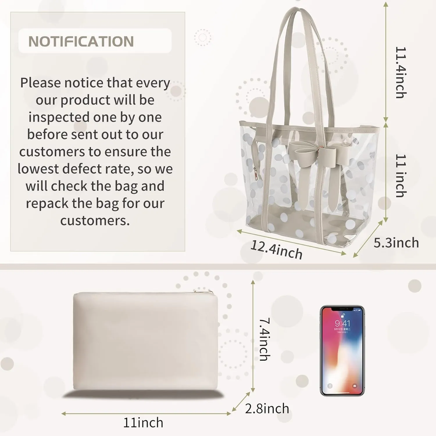 Women Waterproof PVC Clear Tote Bags Shoulder Handbag Beach Bag Shopping Work Bag