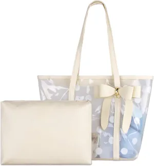 Women Waterproof PVC Clear Tote Bags Shoulder Handbag Beach Bag Shopping Work Bag
