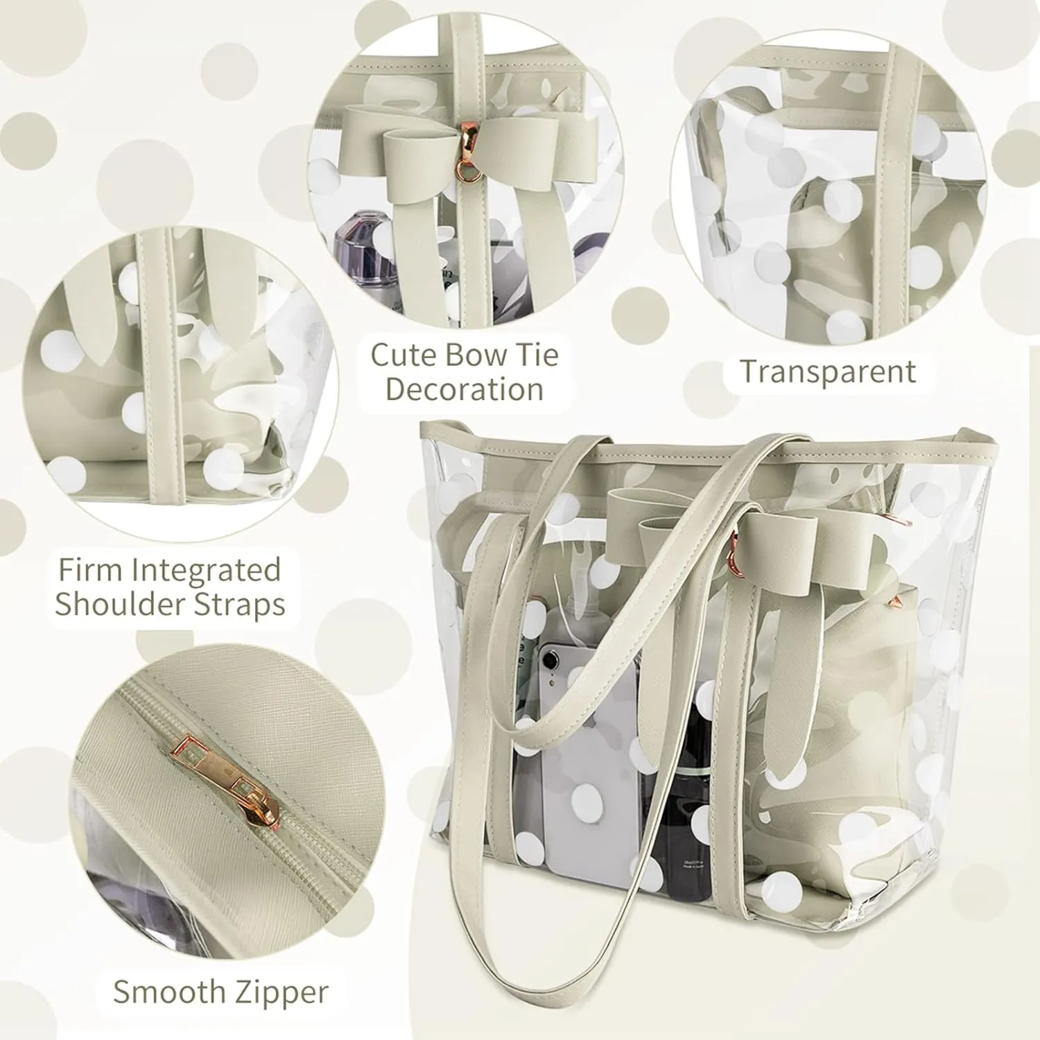Women Waterproof PVC Clear Tote Bags Shoulder Handbag Beach Bag Shopping Work Bag