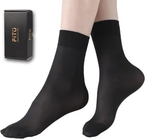 Women's 10-24 Pairs (in Gift Box) Ankle High Sheer Nylon Socks Soft Tight Hosiery with Reinforced Toe