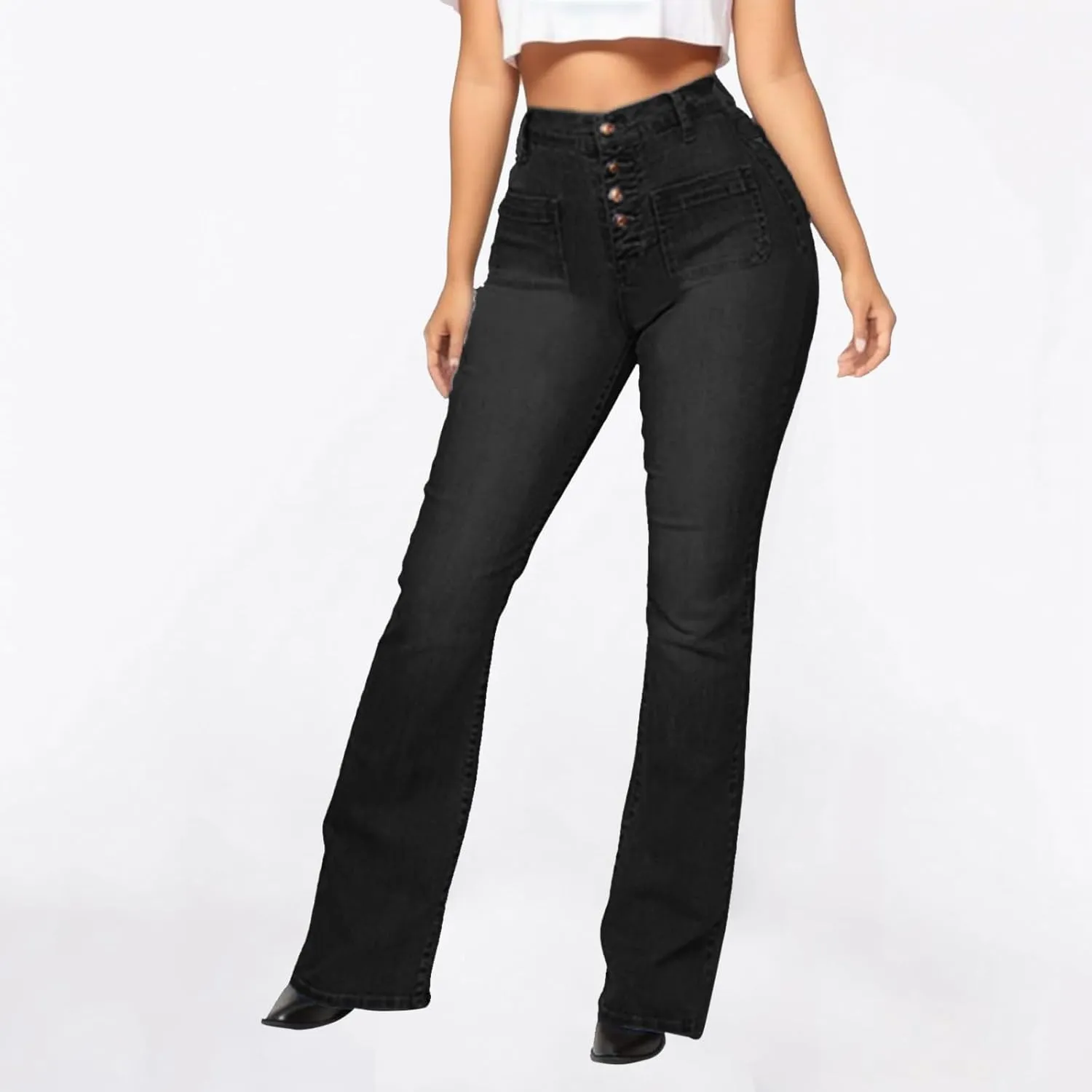 Womens Baggy Mid Waist Jeans Loose Straight Wide Leg Boyfriend Jeans Casual Denim Pants with Pockets Pants Y2K