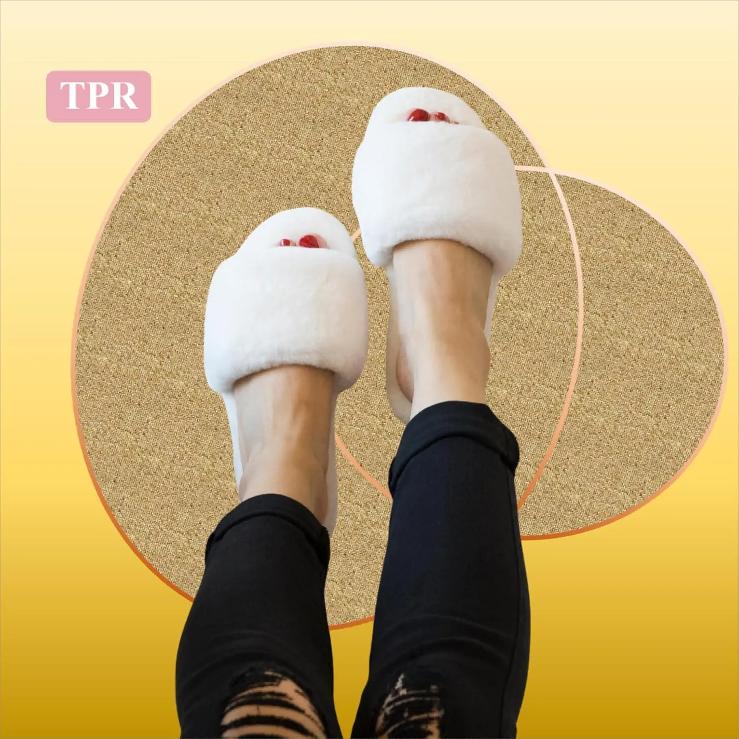 Women's Fuzzy Fluffy Furry Fur Slippers Flip Flop Open Toe Cozy House Memory Foam Sandals Slides Soft Flat Comfy Anti-Slip Spa Indoor Outdoor Slip on