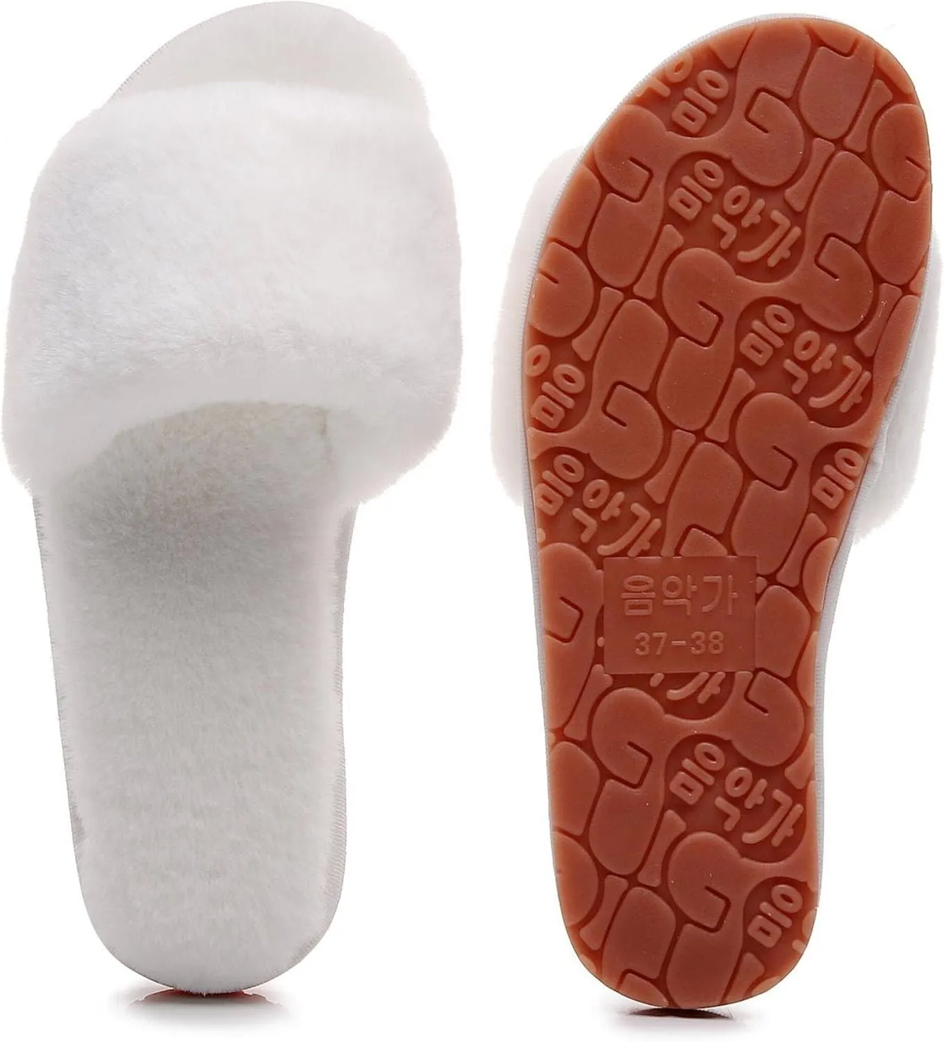 Women's Fuzzy Fluffy Furry Fur Slippers Flip Flop Open Toe Cozy House Memory Foam Sandals Slides Soft Flat Comfy Anti-Slip Spa Indoor Outdoor Slip on