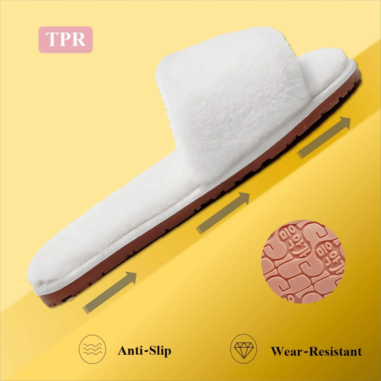 Women's Fuzzy Fluffy Furry Fur Slippers Flip Flop Open Toe Cozy House Memory Foam Sandals Slides Soft Flat Comfy Anti-Slip Spa Indoor Outdoor Slip on