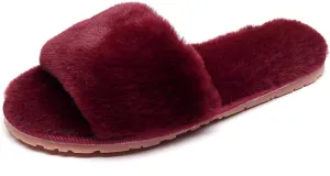 Women's Fuzzy Fluffy Furry Fur Slippers Flip Flop Open Toe Cozy House Memory Foam Sandals Slides Soft Flat Comfy Anti-Slip Spa Indoor Outdoor Slip on