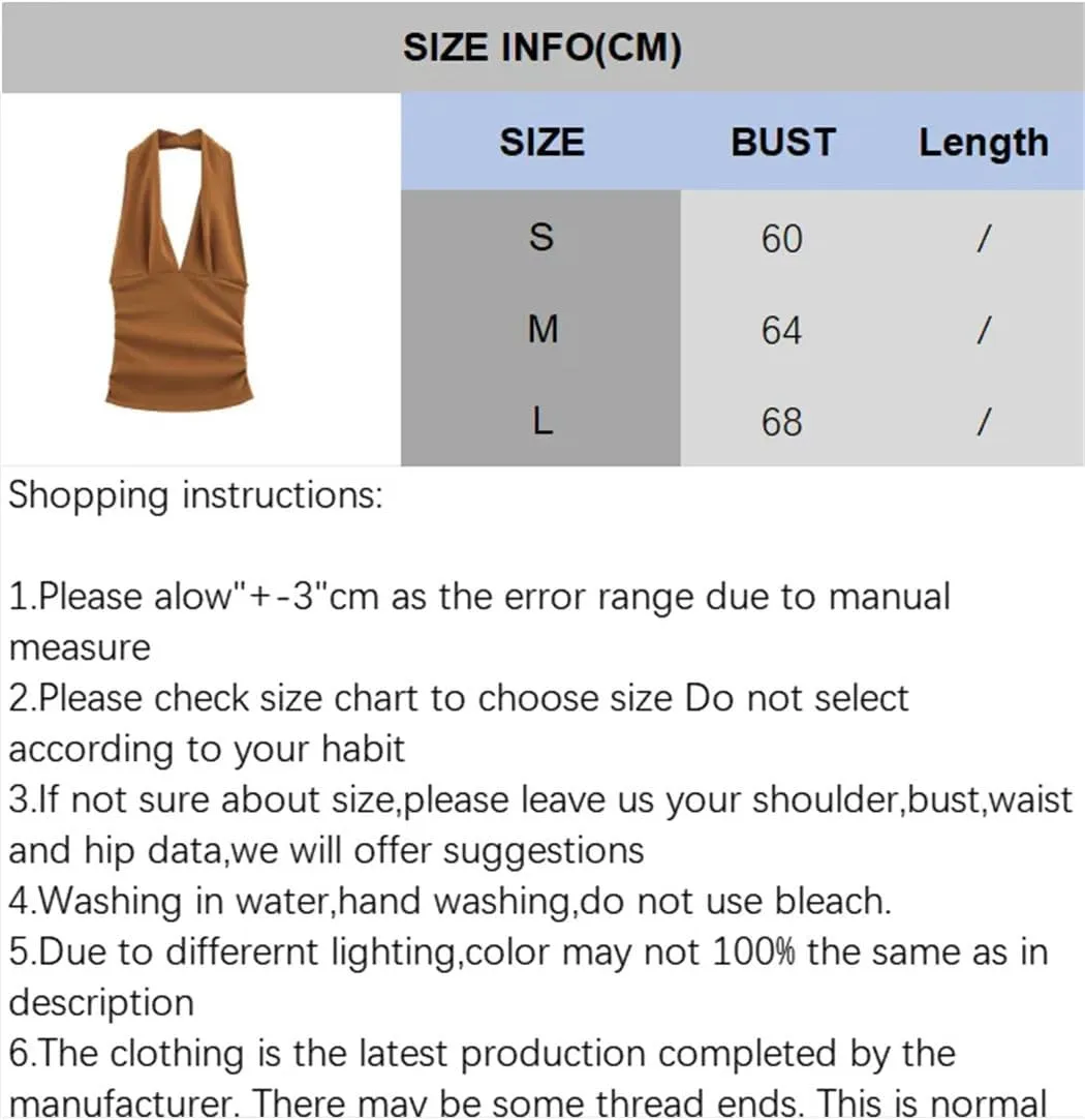 Women’S Gathered Halterneck Elastic Camisole Spring-Ready Backless Tops with Sculpted Folds Sexy Vest