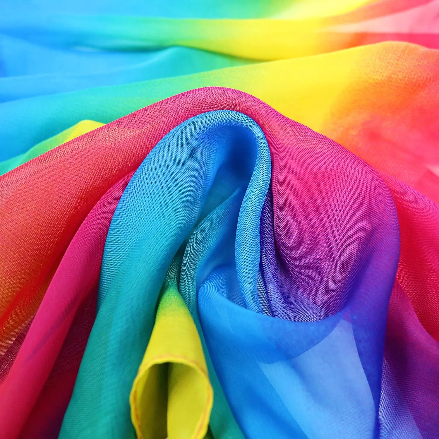 Women's Gradient Rainbow Color Scarf - Large Size Imitation Silk Travel Beach Towel Chiffon