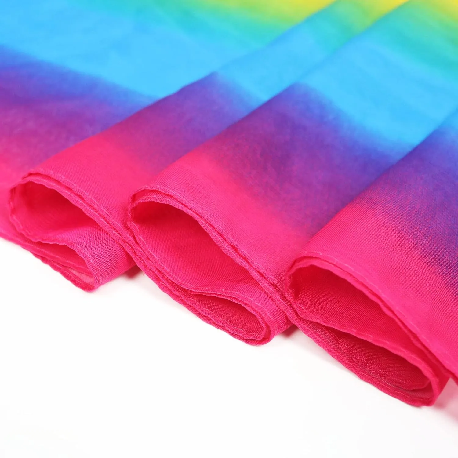 Women's Gradient Rainbow Color Scarf - Large Size Imitation Silk Travel Beach Towel Chiffon