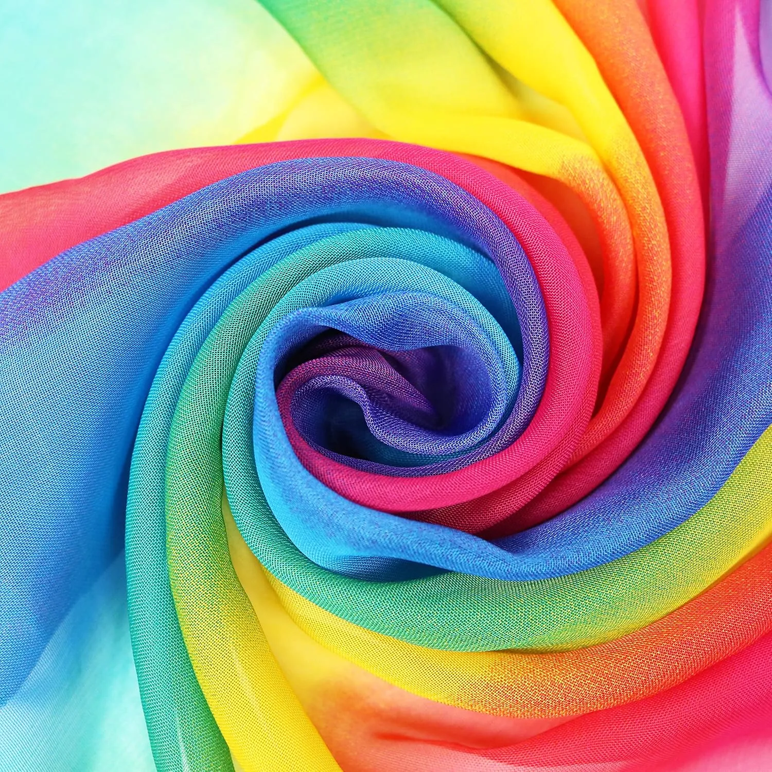 Women's Gradient Rainbow Color Scarf - Large Size Imitation Silk Travel Beach Towel Chiffon