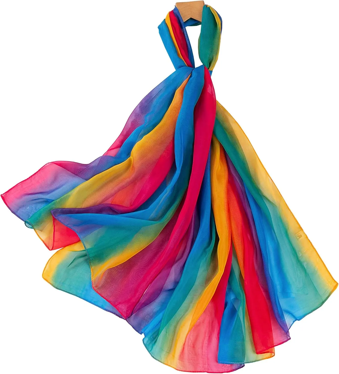 Women's Gradient Rainbow Color Scarf - Large Size Imitation Silk Travel Beach Towel Chiffon
