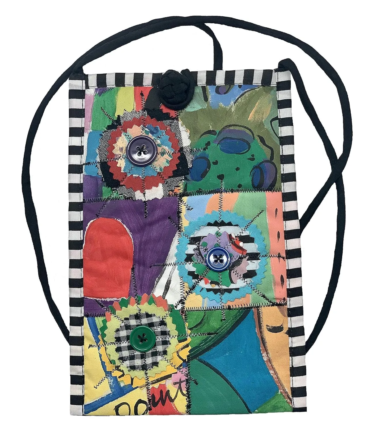 Women's Handmade Cross Body Cell Phone Bag from Recycled Hand Painted Cotton Fabrics - LRW Designs