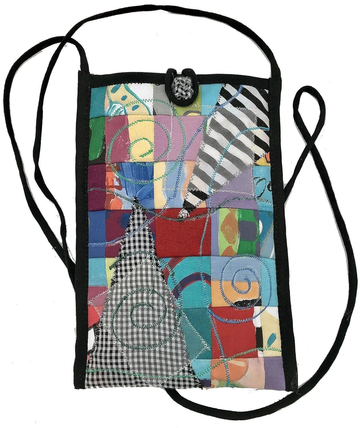 Women's Handmade Recycled Cross Body Cell Phone Cotton Collage Bag - LRW DESIGNS