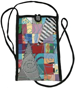 Women's Handmade Recycled Cross Body Cell Phone Cotton Collage Bag - LRW DESIGNS