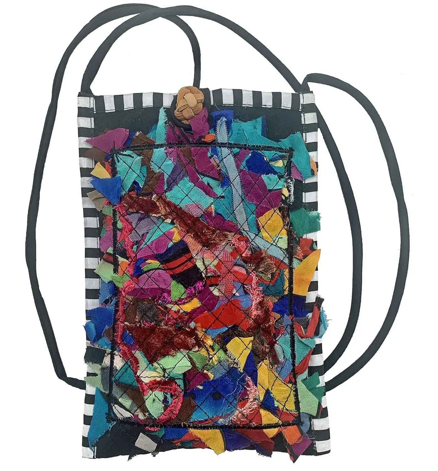 Women's Handmade Recycled Fabric Scrap Cross Body Cell Phone Bag - LRW DESIGNS