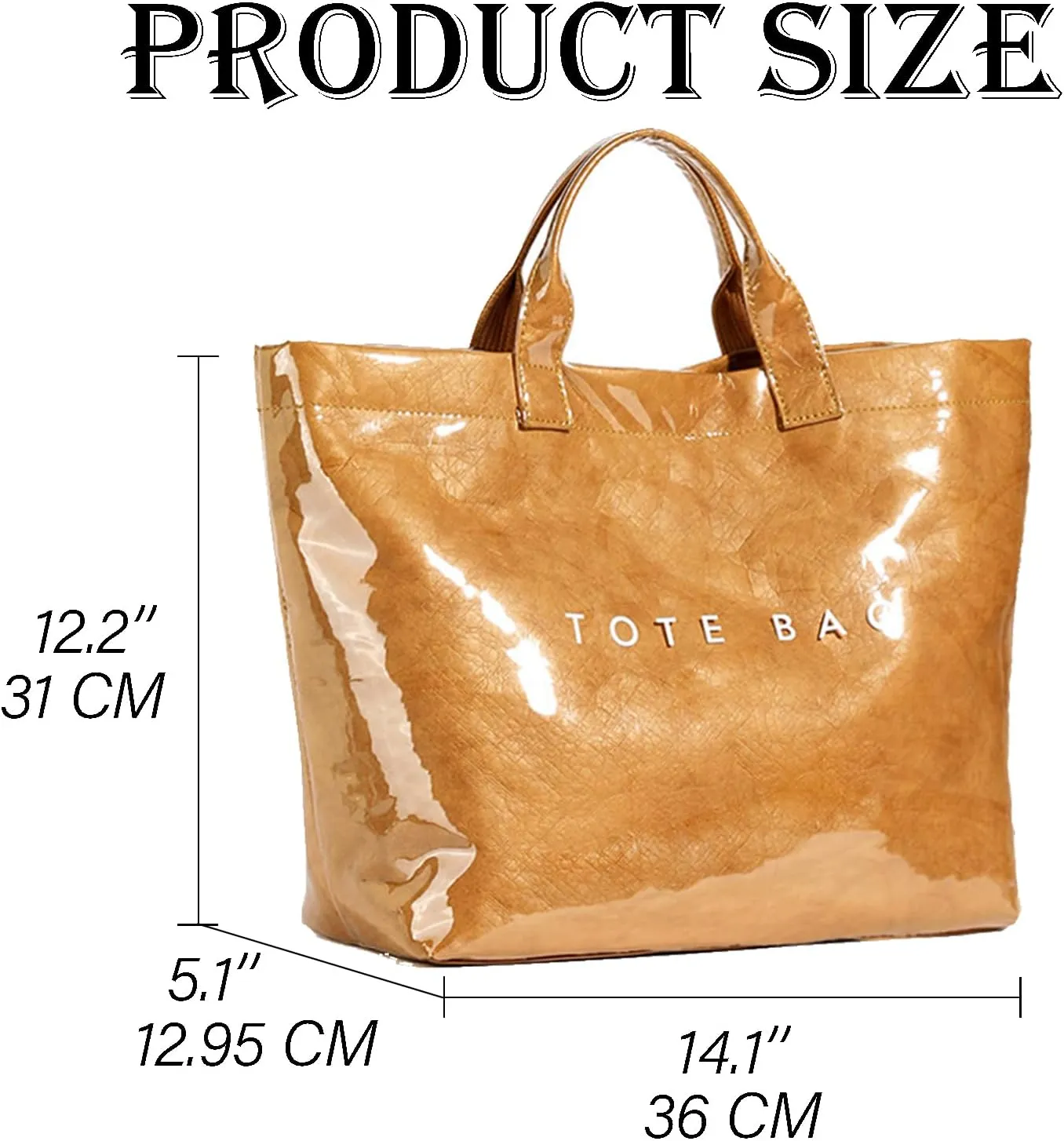 Women's Large PVC Tote Bag Letters Print Handbags Kraft Paper Shoulder Bag Clear Shopping Hobo Bag