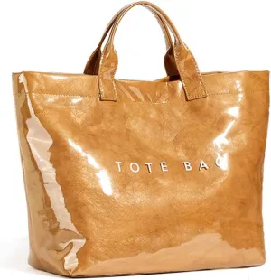 Women's Large PVC Tote Bag Letters Print Handbags Kraft Paper Shoulder Bag Clear Shopping Hobo Bag