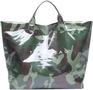 Women's Large PVC Tote Bag Letters Print Handbags Kraft Paper Shoulder Bag Clear Shopping Hobo Bag