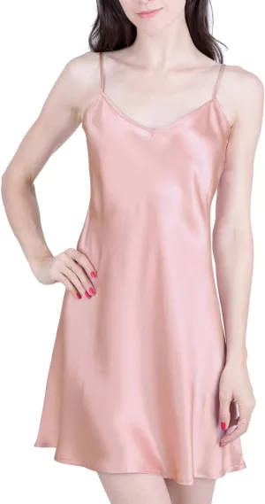 Women's Luxury Silk Sleepwear 100% Mulberry Silk Slip Chemise Lingerie Nightgown