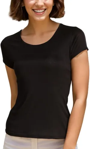 Womens Mulberry Silk T Shirts Basic Crewneck Short sleeve Tee Tops Blouse Summer Casual Solid Tshirts