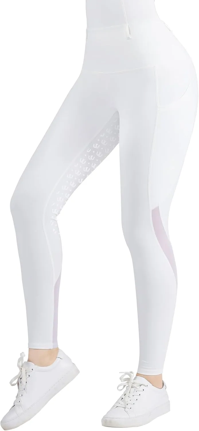 Women's Riding Breeches Equestrian Riding Pants with Silicone Grip and Ventilated Mesh Fabric Active Riding Tights